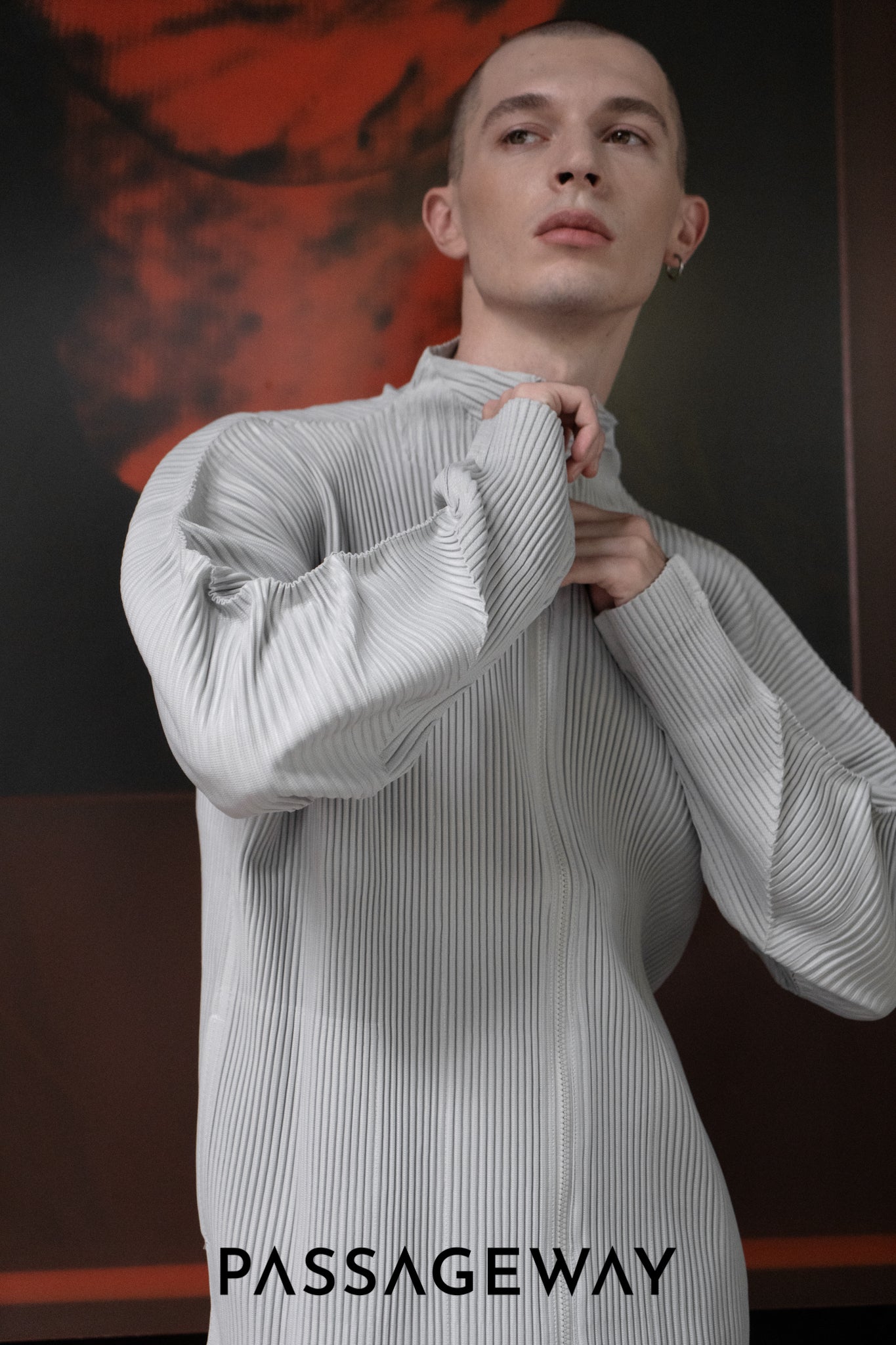 Pleated Zip-Up Jacket