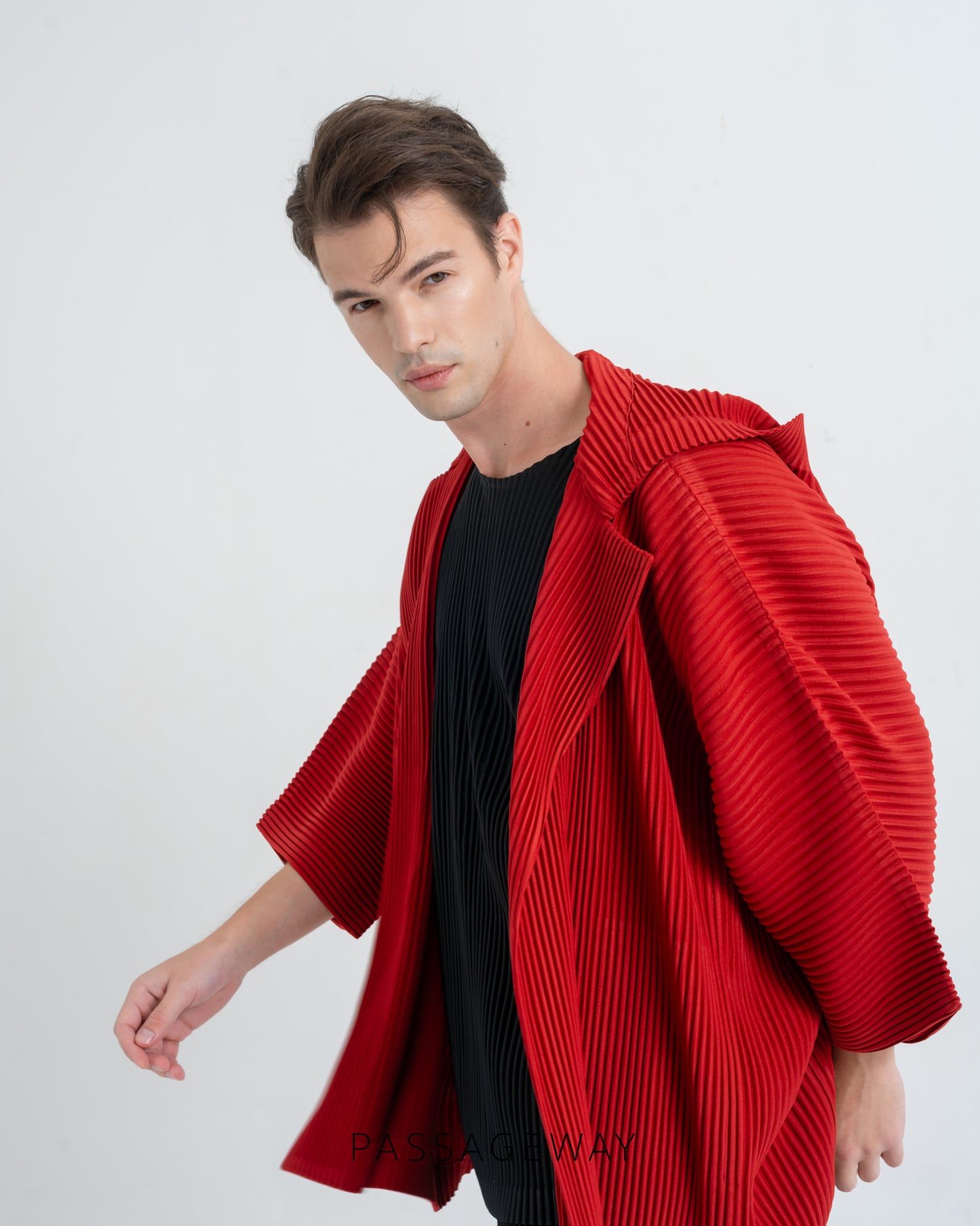 Pleated Hoodie Kimono