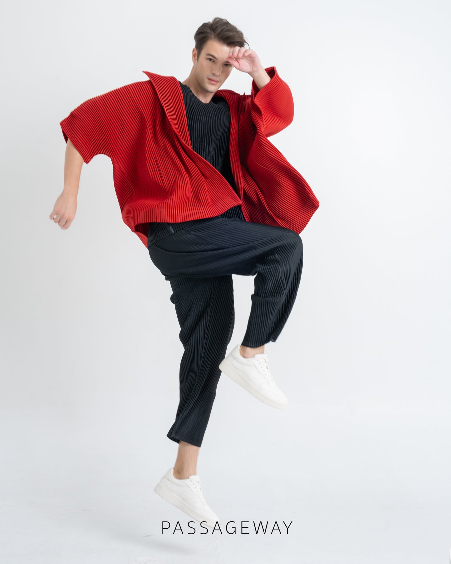 Pleated Hoodie Kimono