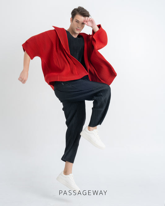 Pleated Hoodie Kimono