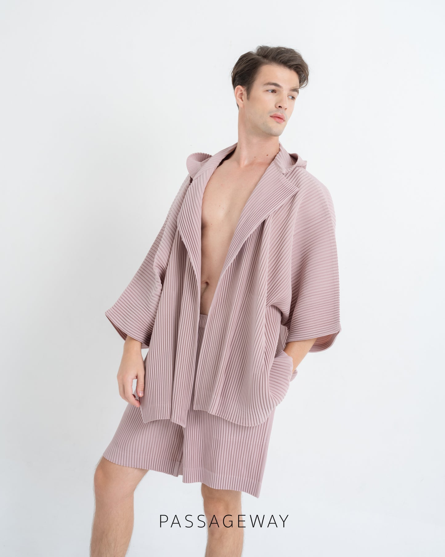 Pleated Hoodie Kimono