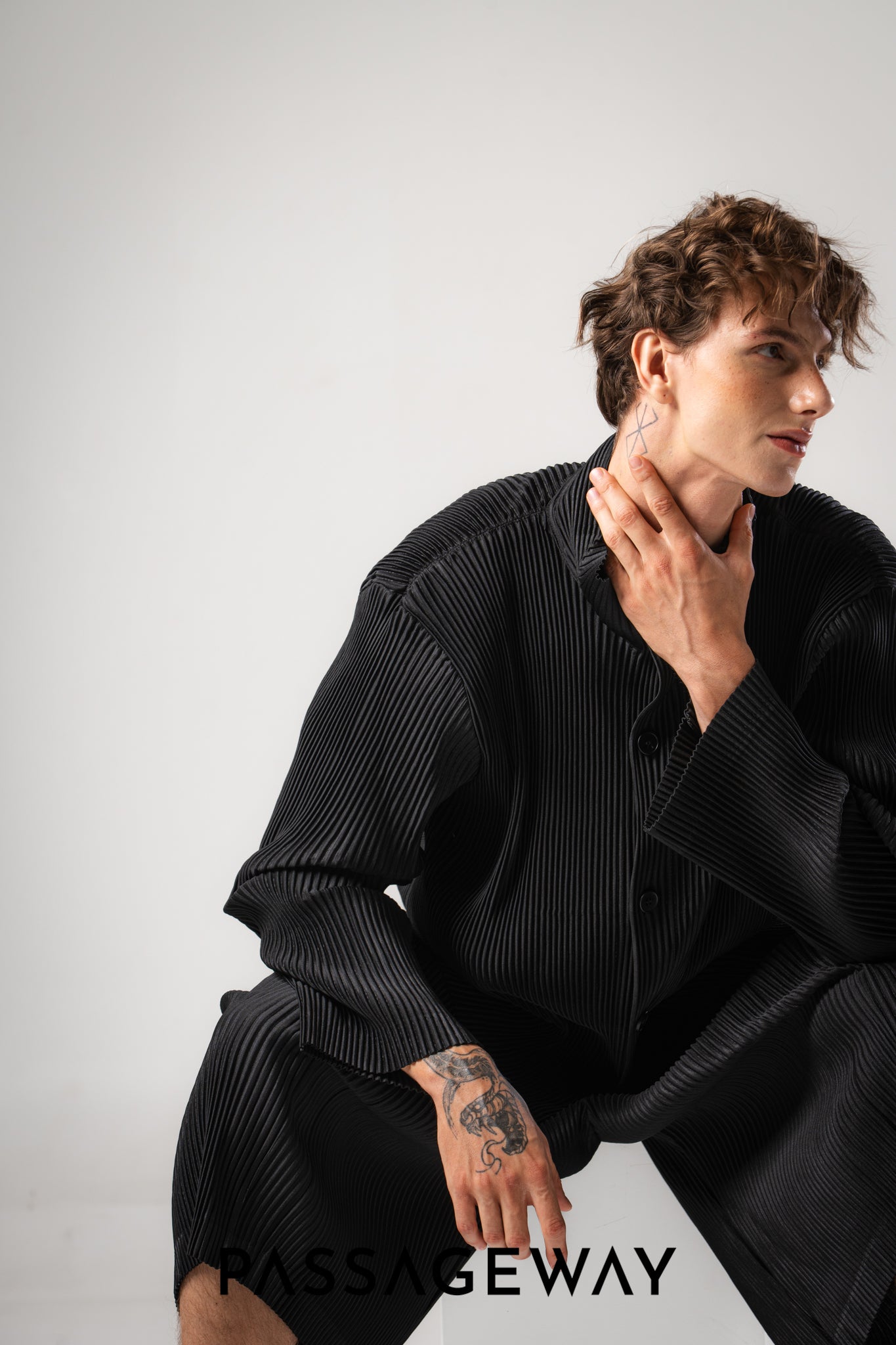 Pleated Long-Sleeved Shirt