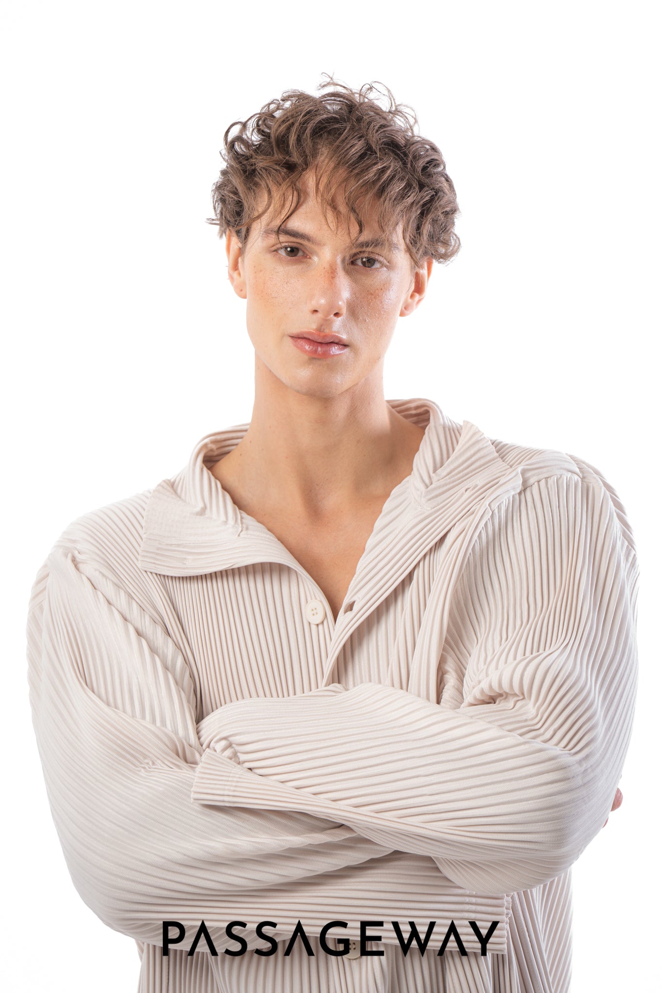Pleated Long-Sleeved Shirt