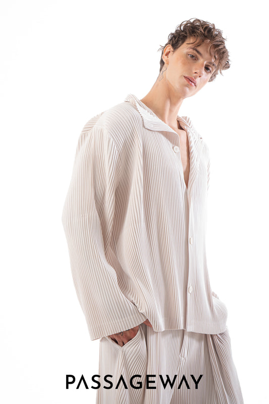 Pleated Long-Sleeved Shirt