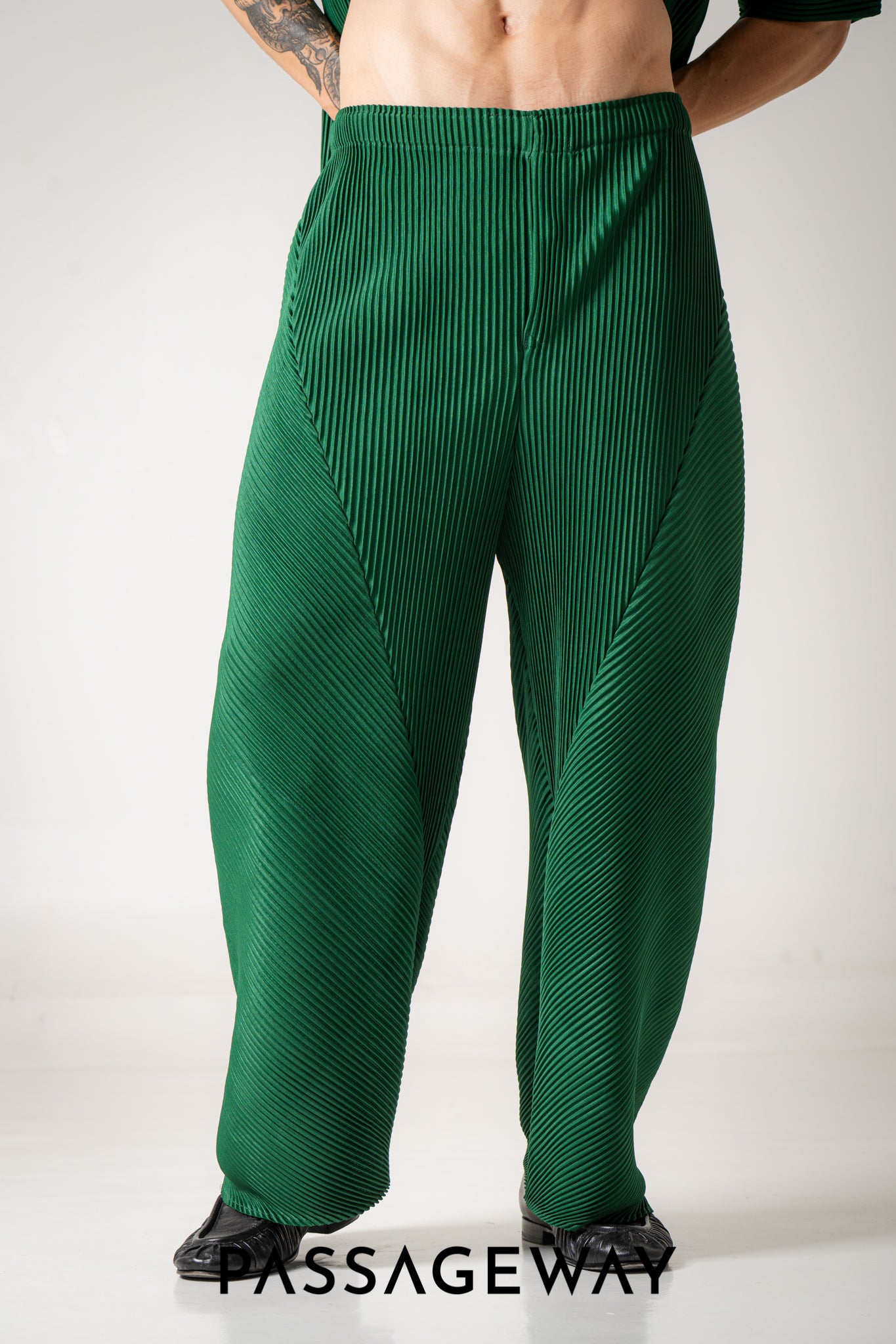 Pleated Wide-Leg Trousers