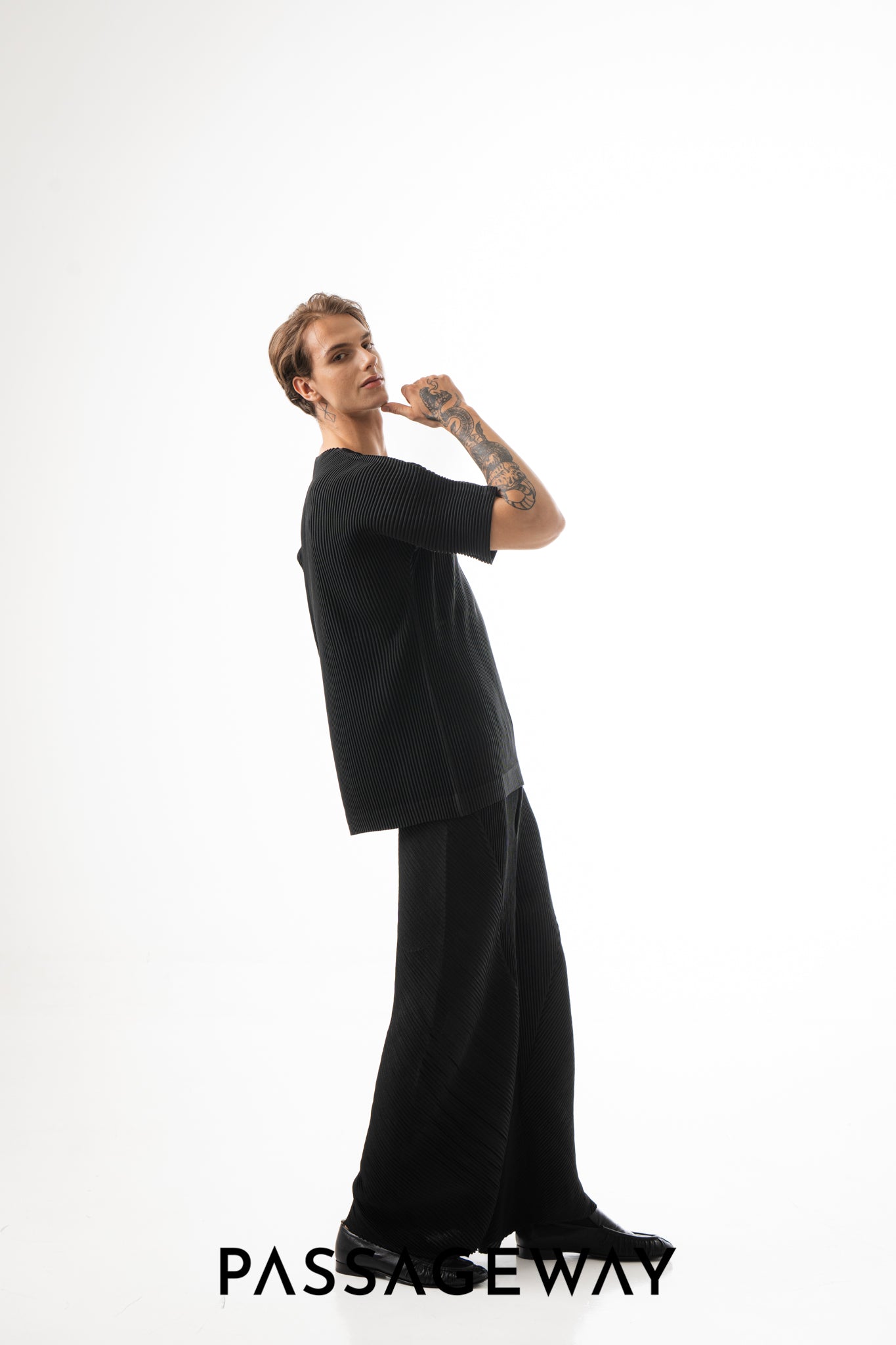 Pleated Wide-Leg Trousers