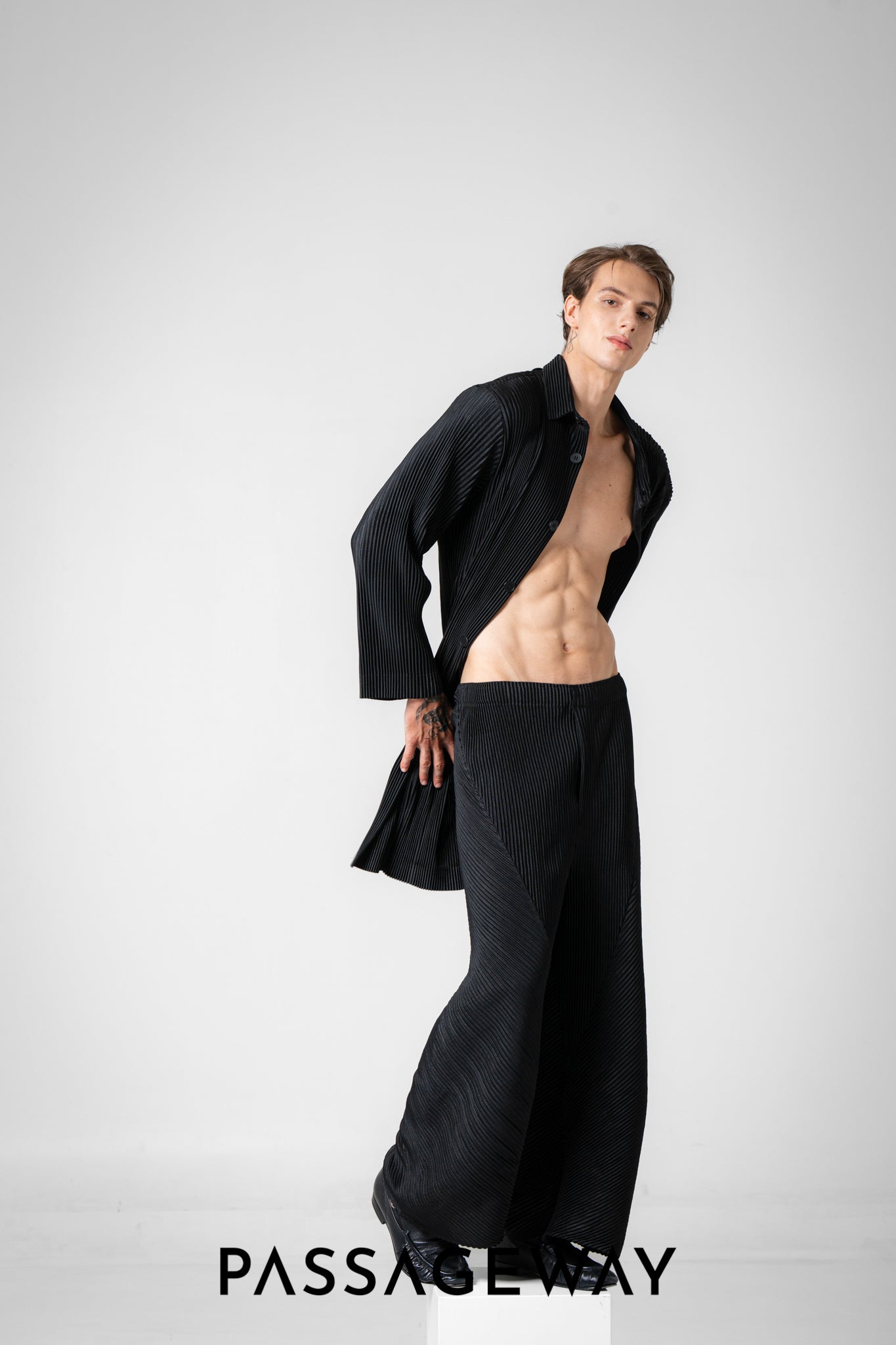 Pleated Wide-Leg Trousers