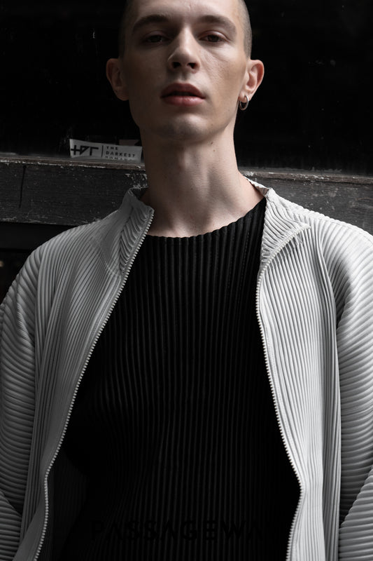 Pleated Zip-Up Jacket